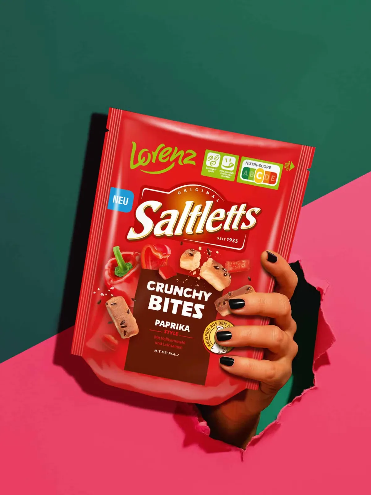 Verpackungsdesign Lorenz Saltletts Crunchy Bites Paprika von MILK